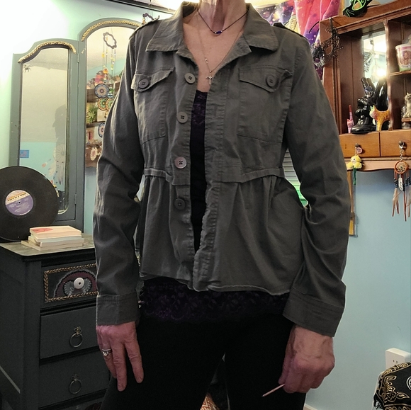 American Rag Grey Cargo Peplum Jacket - Picture 1 of 4
